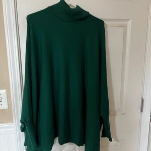 Alfani cowl neck, oversized sweater with button detail. Green, 3X